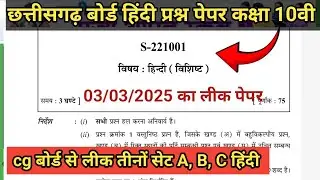 10th hindi cg board question paper