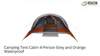 Camping Tent Cabin 4-Person Grey and Orange Waterproof