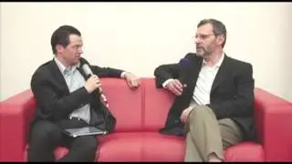 Global Graphics' CTO, Martin Bailey, being interviewed on the red sofa at drupa 2012.