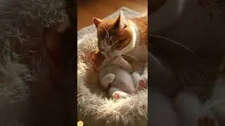 A Precious Moment: Kitten Sleeping Peacefully with Mama&rsquo;s Love ✨🐾