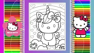 Hello kitty | unicorn rainbow 🦄🌈 coloring |coloring pages | learn coloring | coloring for kids
