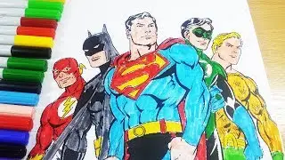 Justice League Coloring Pages - Superman Batman Flash Green Latern Aquaman Coloring Book 2018