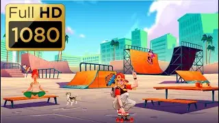 Cartoon background - Skate park.