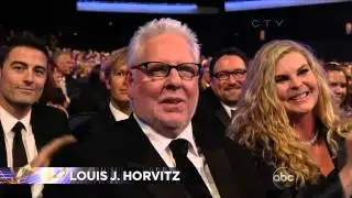 Ricky Gervais presents award at the 2012 Emmys
