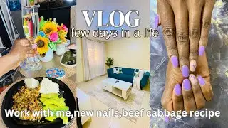 VLOG:WORK WITH ME||BEEF & BESTCABBAGE RECIPE ||BEDSITTER RESET||NEW NAIL SET