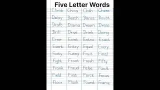 Five Letter Words: Part 3| 5 Letter Words| #english #wordforbeginners #fiveletterwords