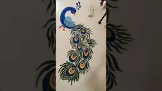 Diy wall painting| Peacock 🦚 paint oa wall at home| acrylic paint 🎨🖌️#diy #homedecor #viral