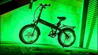 Dual Tron Wheel Lights on E-Lux folding ebike