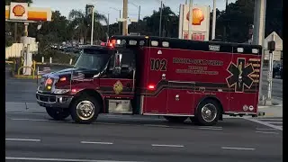 Broward County Sheriff Fire Rescue| Rescue R102 transporting and returning. Light and sirens.