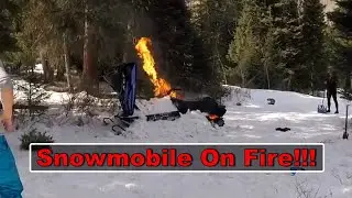 Snowmobile Catches On Fire And Blows Up!!