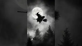 Halloween witch on a broom. #halloween  #witch #broom #scary #moon