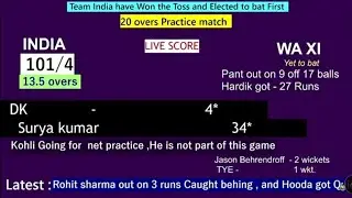 India Vs Western AUSTRALIA XI Live streaming || WACA Live Streaming || India Practice match Today