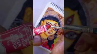 Maa Durga painting with Watercolor 😍❤️ #shorts #durgapuja