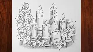 How To Draw Christmas 🎄 | Candle drawing | Christmas Drawings | Easy step by step pencil drawing