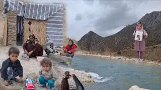 Brave woman in the cold and terrible winter | Daily challenges of Iranian nomad life