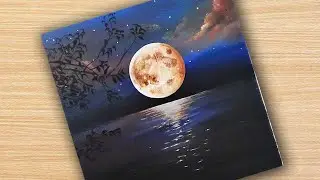 Full Moon Painting 🌕/ Acrylic painting for beginners | Episode #240