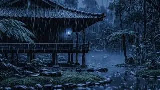 Sleep Guaranteed 😴 Torrential Rain at a Silent Wooden Forest Home at Night