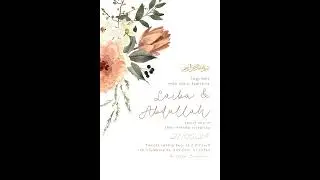 Digital and printed Muslim Wedding Invitation Card Islamic Nikah Wildflower Wedding Invitation