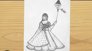 Maker Sankranti drawing easy | how to draw maker Sankranti drawing for kids | kite drawing easy 