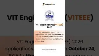 VITEEE 2026 applications open #VITEEE2026 #VITAdmissions #BTechEntrance #EngineeringExam #StudySmart