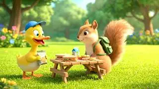 Funny Talking Animals Picnic | Squirrel, Duck Cat Teamwork Story 🐿️🦆🐱 | Kids Animation #shortsfeed