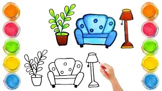 How To Draw cute Sofa set Drawing, Painting & Coloring For Kids and Toddlers_ Child Art🌈🎨