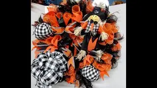 My Fall Scare Crow Pumpkin Wreath Using The Double Cruffle Method