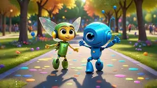 Two Little Robots Draw with Chalk | Creative Counting Song for Kids | Nursery Rhymes and  Learning