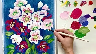 Painting Hellebore Flowers in Acrylic