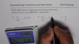 Write fractions as terminating decimal numbers