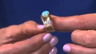 VicenzaGold Three Stone Turquoise Mesh Stretch Ring, 14K with Sandra Bennett