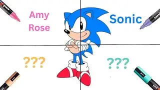 One Drawing but in 4 different styles - Sonic the Hedgehog as Amy, Silver & Shadow!