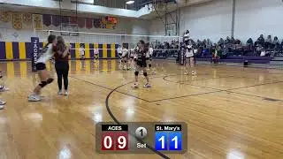 Mt. Carmel Aces  7th vs. St. Mary&rsquo;s Volleyball win 25-19, 27-25