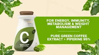 Green Coffee Extract (50% CGA) with Piperine For Energy, Immunity, Metabolism & Weight Management
