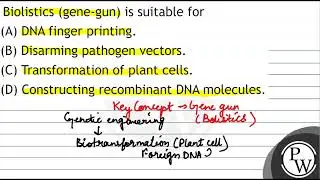 Biolistics (gene-gun) is suitable for (A) DNA finger printing. (B) Disarming pathogen vectors. (...