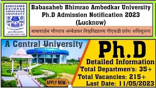 Phd Admission Notification Babasaheb Ambedkar University 2023‼️Phd Varti Detailed Information BBAU‼️