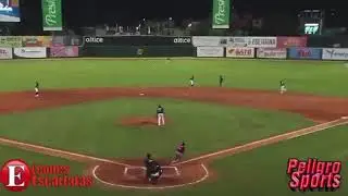 Brett Sullivan, jonr&oacute;n entre al jard&iacute;n central y derecho Leones del Escogido.