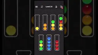 Ball Sort Color Water Puzzle Level 24 Walkthrough 🧪🔴🟡🔵, #shorts