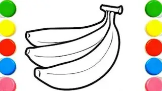 How To Draw cute Banana 🍌 Drawing, Painting & Coloring For Kids and Toddlers_ Child Art 🐋