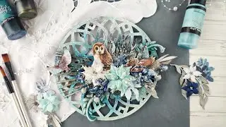 Круглое панно. Мастер класс / Mixed media canvas /Tutorial video