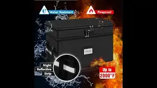 ETRONIK Large Fireproof Document Box with Lock, 2 Layer File Organizer, Portable Office Collapsible