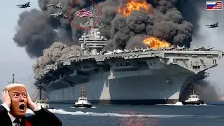2 hours ago! A US multirole aircraft carrier was brutally destroyed by a Russian SU-57.