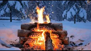 Cozy Winter Cabin with Crackling Fireplace & Blizzard Sounds - 4K ASMR Ambience for Sleep
