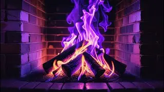 Purple Ambience Fireplace Glow | Relaxing Purple Fire & Crackling Wood for Deep Sleep and Focus