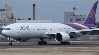 Thai Airways Boeing 777-300ER HS-TTB Landing at NRT 34R | Narita Airport