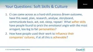 Competitive Intelligence Practices  What's On Your Mind: Part 2