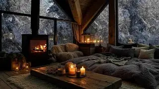 Sleep Fast Cabin ASMR ⛄ Snowfall, Fireplace & Wind Sounds for Insomnia Relief