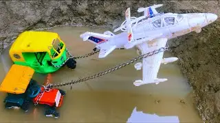 Airplane Accident Pulling Out Auto Rickshaw Car Jcb Tractor | Jcb Cartoon l Tractor Cartoon