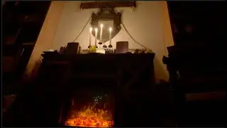 👑 Vintage Castle Library 🏰 - Relax by a Rustic Fireplace 🔥🌙✨🕯️