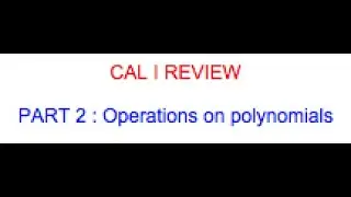 Review 2 : Operations on polynomials